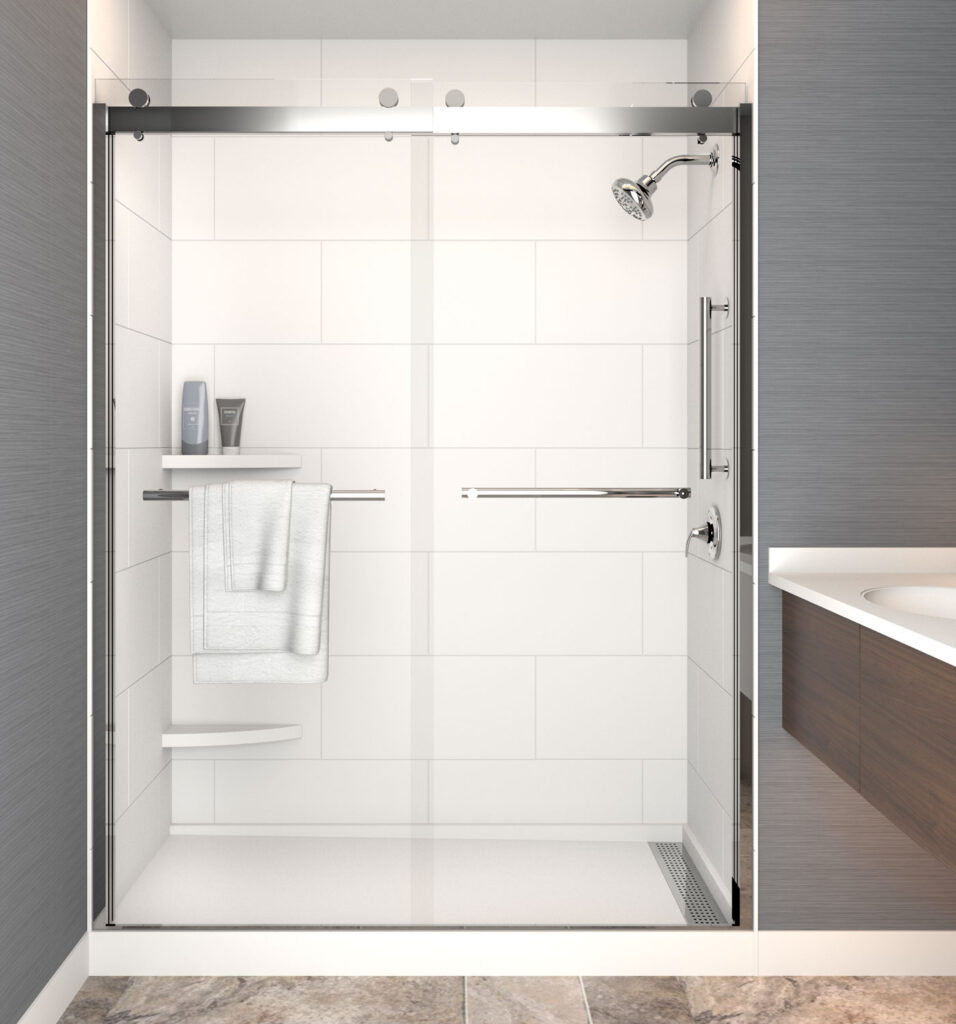 Avant updated towel bar shower door